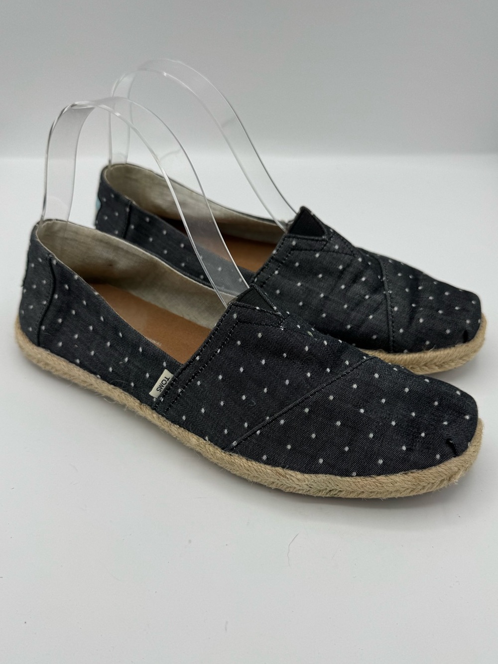 Toms Classic Alpargata Polka Dot Chambray Espadrilles women’s size 8.5